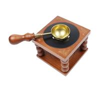 COOPHYA 1set Retro Wooden Wax Melting Stove with Copper Spoon for Wax Seal Stamp Compact Lacquer Furnace for Crafting and Sealing Projects for