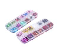 COOPHYA 2 Boxes Love Heart Nail Sparkle Glitter Sequin Nail Decals Manicure Stickers with Holographic Shine and DIY Manicure