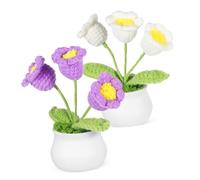 COOPHYA 2 Pcs Handmade Knitted Crochet Flower Ornaments Stylish Car Dashboard Desk Decor Lily Easy Maintenance Versatile Use Realistic Craft Flowers Decoration
