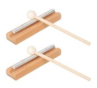 COOPHYA 2 Pieces Meditation Hand Bells Mallet Percussion Chime Musical Instrument for Yoga Prayer Mindfulness and Teacher Reminder in Classroom