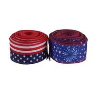 COOPHYA 2 Rolls Patriotic Ribbon American Flag Prints and Vibrant Patriotic Star Styles, Reusable Cloth Material, 1.5 Inch X 5 Yards Each, for Wrapping and Celebrations Like Independence