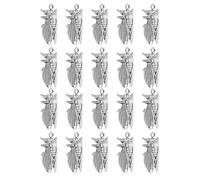 COOPHYA 20pcs Vintage Cicada Insect Charms, Antiqued Silver Alloy Bug Pendants for DIY Jewelry Making, Bracelet and Necklace Craft Accessories
