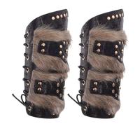 COOPHYA 2pcs Adjustable Faux Leather Knight Armbands for Men Women Authentic Medieval Bracers with Triple Straps Light Brown Costume Accessories for Cosplay Archery Historical Dress-up