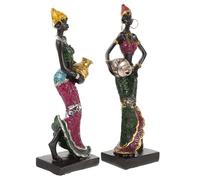 COOPHYA 2pcs African Sculpture Hand Sculpture Women Figurine African Lady Statue African Lady Art Tribal Lady Figurine Tribal Lady Statue Women Statue Shelf Manual Office Resin