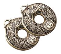 COOPHYA 2pcs Antique Keyring Pendant Jewelry Making Charm Chinese Style Brass Multi-purpose Design Fine Workmanship Gifts for Co-workers and Friends DIY Birthday