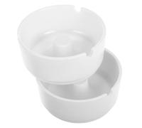 COOPHYA 2pcs Ashtray Desktop Ashtray Novelty round White Minimalist Design Highly Resistant to Breakage Easy to Clean for Indoor Tabletop Use