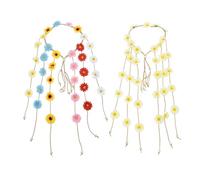 COOPHYA 2pcs Bohemian Daisy Headbands Floral Hair Accessories with Comfortable Cloth Texture, Eye-catching Design, for Parties and Photo Shoots