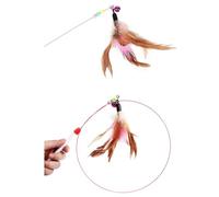 COOPHYA 2pcs Cat Feather Wand with Bells Interactive Training Stick for Cats Plastic and Wire Material Fish Shape Keeps Active for Play