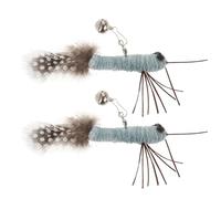 COOPHYA 2pcs Cat Teaser Attachment with Plush Feather Insect Shape, Safe and Not Easy to Break Cat Replacement for Indoor Exercise and Spending Time with Pets
