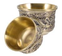 COOPHYA 2Pcs Chinese Style Retro Teacups Bronze Dragon Phoenix Design Small Tea Cups Vintage Teaware Set for Home Kung Fu Tea Ceremony