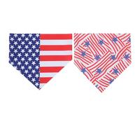 COOPHYA 2pcs Dog Bandanas Boy: US Flag Pattern Cat Triangle Bandana - Polyester Plaid Print Puppy Neck Scarf for Pet Daily & Holiday Wear