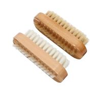 COOPHYA 2pcs Double Sided Wooden Nail Brush with Pig Bristles and Pp Material for Effective Fingernail Cleaning and Dirt Removal, for Manicure and Personal Nail Care Random Color