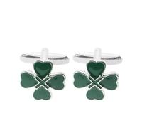 COOPHYA 2pcs Four Leaf Clover Cufflinks Enamel Cufflinks French-style Alloy Reliable Comfortable Wear Men St Patrick's Day Stylish Heart-shaped Unique Gentlemanly Elegance Refined
