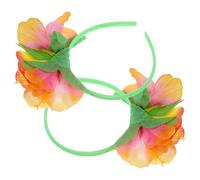 COOPHYA 2pcs Hawaiian Flower Headbands Hawaiian Headbands Silk Cloth Plastic Party Accessory Women Birthday Celebration Vibrant Playful Eye-catching
