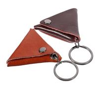 COOPHYA 2Pcs Leather Guitar Pick Holder Keychain Set, Deep Brown and Orange Plectrum Carrying Bags for Acoustic and Electric Guitar Accessories, Portable Ukulele Pick Pouch for Outdoor Use