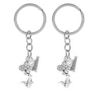 COOPHYA 2pcs Metal Key Ring Energetic Pendant Cheer Style Silver Keychains Practical for Everyday Use Organizes Keys Decoration