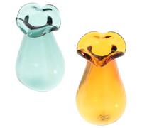 COOPHYA 2Pcs Miniature Glass Vases for Dollhouse Decor Tiny DIY Model Flower Bottles in Tea and Dark Green Colors Glass Vessels for Craft Projects and Scale Furniture Accessories