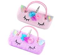 COOPHYA 2Pcs Portable Plush Unicorn Eyeglass Case for Lightweight Glasses Pouch with Easy Open Close Design Scratch-resistant Storage for Travel and Daily Use Soft Handheld Protective