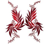 COOPHYA 2pcs Red Leaf Embroidery Appliques for Clothes Repairing Accessory, Sew on Or Iron on Thread Patches, Chic and Fashionable Decoration for Jeans and Backpacks