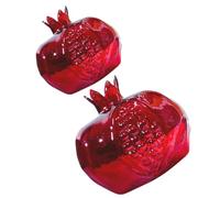 COOPHYA 2Pcs Red Pomegranate Glass Vases Set Modern Flower Arrangement Vases for Living Room and Dining Table Decor Large and Small Bud for Home Floral Display