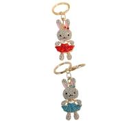 COOPHYA 2pcs Rhinestone Rabbit Key Chain Metal Keyrings for Backpacks and Keys, Easy to Carry and Not Easy to Fade, Fashionable Sparkling Bunny Pendant Charm for Decoration