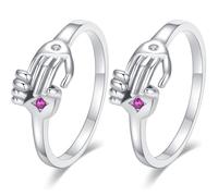 COOPHYA 2pcs Romantic Silver Couple Rings for Lovers with Ergonomic Structure and Comfortable to Wear Design, Lightweight Copper Promise Rings for Anniversary Or Valentine's Day