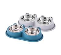 COOPHYA 2Pcs Small Stainless Steel Pet Bowls with Non-Spill Frog Design, Anti-Ant Elevated Dog and Cat Food and Water Bowls with Non-Slip Base for Puppy Feeding