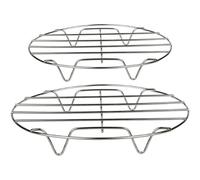 COOPHYA 2pcs Stainless Steel Steam Rack Egg Rack round Silver Multi-functional Keeps Original Flavor Convenient to Wash for Steaming Fish Desserts