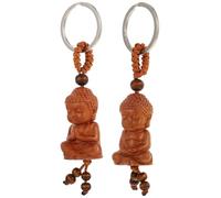 COOPHYA 2pcs Vintage Buddha Keychains Wood Pendants Easy Attach and Detach Feature, Unique Creative Design for Indoor and Outdoor Hanging Decoration on Keys and Backpacks