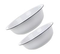 COOPHYA 2pcs Vintage Enamelware Mixing Bowls Large White Enamel Bowls Multipurpose Dough Making Basin with Classic Timeless Design for Home Kitchen