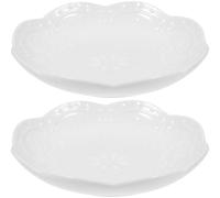 COOPHYA 2pcs White Ceramic Dipping Bowls with Flower Butterfly Embossed Design Small Porcelain Sauce Dishes for Appetizers and Desserts, Suitable for Home and Party Serving