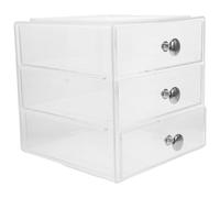 COOPHYA 3-layer Drawer Organizer Box with Silver Handles, Stackable Acrylic Storage Case for Jewelry, Hair Clips, Skincare, and Desktop Makeup Organizer