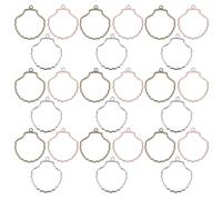 COOPHYA 30Pcs Open Bezel Alloy Frame Pendants for DIY Jewelry Making, Hollow UV Resin Bezels with Large Shell Design, Mixed Colors White, Rose Gold, Antique Copper, Craft Charms for