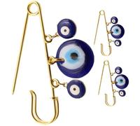 COOPHYA 3pcs Blue Evil Eye Brooch Pins with Gold Tone Pendant Creative Scarf Lapel Pin for Women Clothing Shawl Accessory Unique Turkish Style Charm