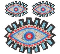 COOPHYA 3pcs Compact Evil Eye Iron Patches for Hat and Bag, Practical Polyester Embroidered Appliqués Eye Shaped Design, Elegant and Chic Decorative Accessories for Halloween and Everyday