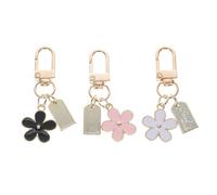 COOPHYA 3Pcs Daisy Flower Keychains Lightweight Bag Charm Accessories with Lobster Clasp for Purse Backpack Decoration and Key Organizer in Pink White Black