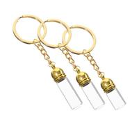 COOPHYA 3pcs Glass Bottle Keychain Set with Golden Caps, Multipurpose Essential Oil Dispenser, Sleek Travel Size Perfume Bottles for Gifting and Backpack Pendant Accessories