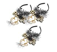 COOPHYA 3pcs Happy Year Headbands with Glitter Star Charms Lightweight Durable Hair Hoops with Sequins for Year Eve Party Accessories and Stylish Celebration