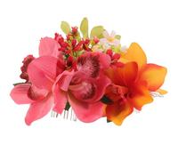 COOPHYA 3Pcs Hawaiian Orchid Flower Hair Combs Artificial Floral Hair Clips with Metal Barrettes for Women Bridesmaids Wedding Party
