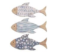 COOPHYA 3Pcs Rustic Wooden Fish Wall Hanging 17Cm X 8Cm X 4Mm Double Sided Tape for Easy Removal Nautical Outdoor and Bathroom Decor