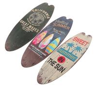 COOPHYA 3pcs Wooden Surfboard Wall Decor Ocean Beach Theme Patio Signs Outdoor Bar Bathroom Decorative Plaques for Summer Coastal Home and Garden