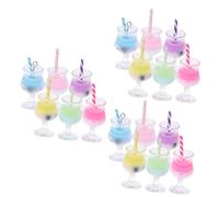 COOPHYA 3sets Miniature Bubble Tea Cup Charms Tiny House Scene Decorations Food Grade Keychains for Dollhouse Accessories and Craft Projects for Photography 6pcs*3