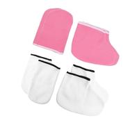 COOPHYA 4 Pairs Hand Spa Gloves and Foot Covers for Paraffin Wax Bath Therapy Moisturizing Protective Gloves and Socks for Home and Professional and Pink Exfoliating Care