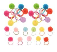 COOPHYA 40pcs Cute Plush Hair Ties with Fluffy Ball Design Non-slip Fabric Ponytail Holders to Hold Hair in Place Accessories for Little on Special Occasions