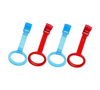 COOPHYA 4pcs Baby Crib Pull Rings Set Infant Stand up Assistant Sturdy Plastic Blue Red for Newborns Practicing Standing in Cribs and Playpens