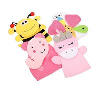 COOPHYA 4pcs Cartoon Bathing Gloves for Boys and Girls Adorable Animals Exfoliating Gloves Comfortable Bathing Experience for Boy Girl's Bathtub Random Style