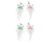 COOPHYA 4pcs Cat Teaser Replacement Plume and Butterfly Feather with Bell for Interactive Indoor Kitten Play Cat Refills for Active Exercise and Auditory Stimulation