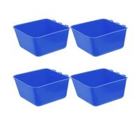 COOPHYA 4pcs Hanging Bird Cage Feeder Bowls and Chicken Watering Cups, Thickened Plastic Rabbit Water Cups 12.5x9.5x6cm, Blue Pet Seed and Water Dispensers for Poultry, Parrot, and Small