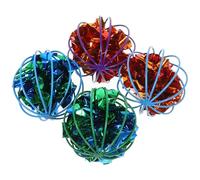 COOPHYA 4pcs Interactive Crinkle Cat Teasing Balls Set Lightweight Plastic Multifunctional Cat Balls to Boredom and Provide Fun Play for Indoor Pets Random Color