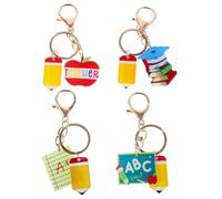 COOPHYA 4pcs Teacher Keychains: Class Of 2025 Key Ring | Apples Pencil Book Blackboard Keychains For School Classroom - Graduation Party Favors